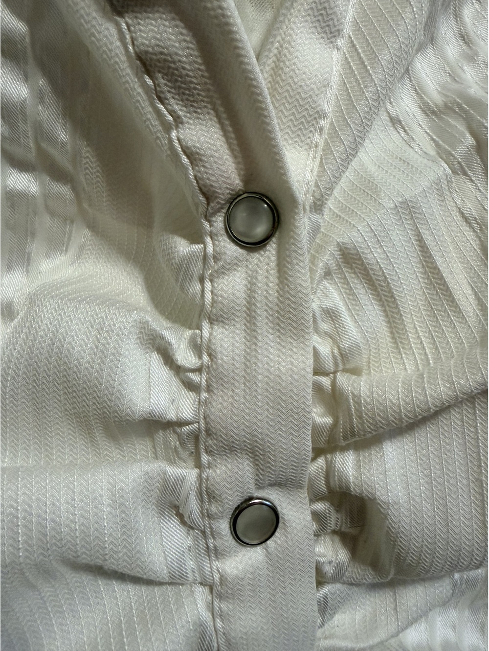 Cache White Textured Ruched Button Front Blouse Size M - Picture 4 of 6